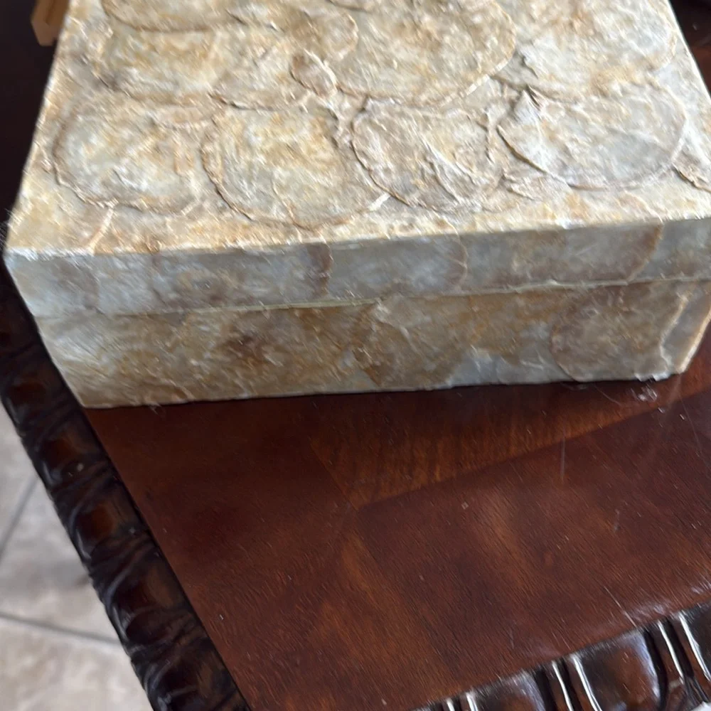Elegant Capiz shell hinged and lined Storage Box NWT